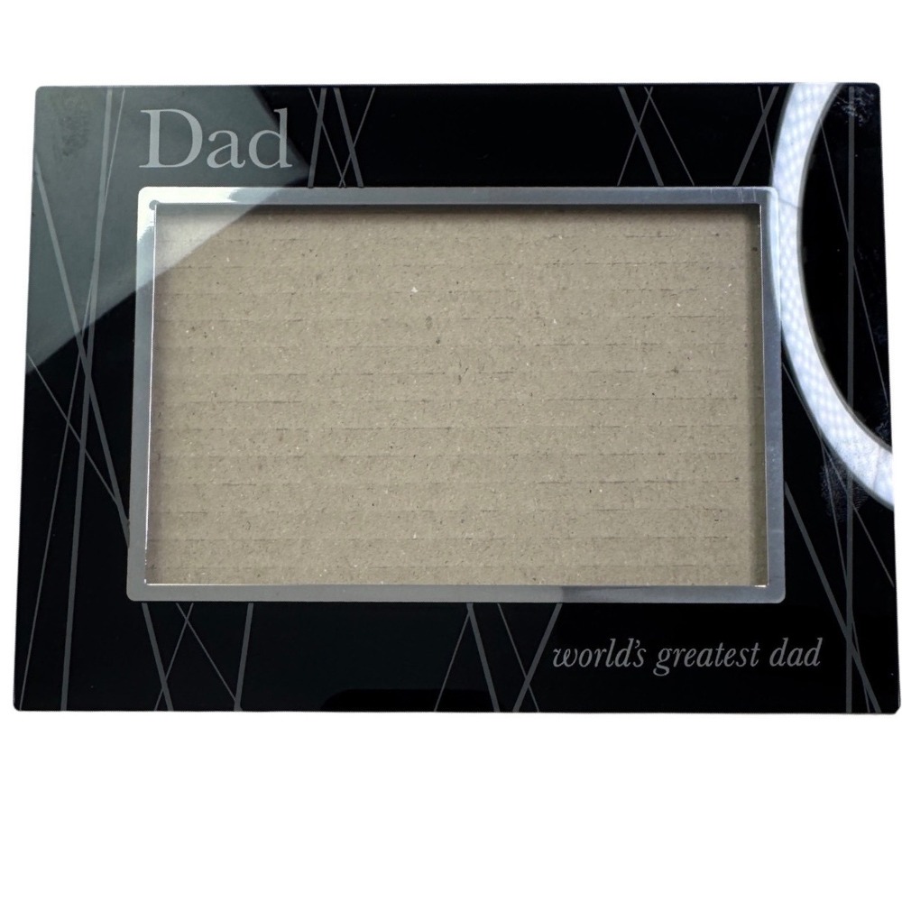 World's Greatest Dad Picture Frame Black Silver Geometric 4x6 Horizontal